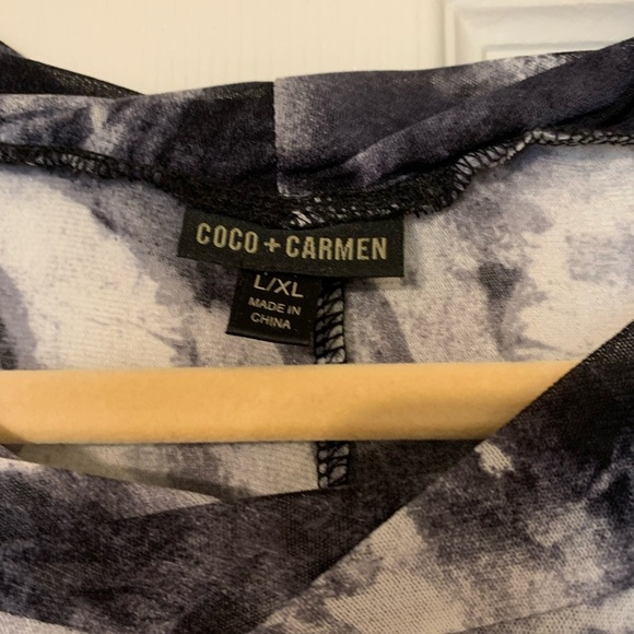 Coco + Carmen Sheer Elegant Black and Gray Women's Dress EUC L/XL - Picture 2 of 4